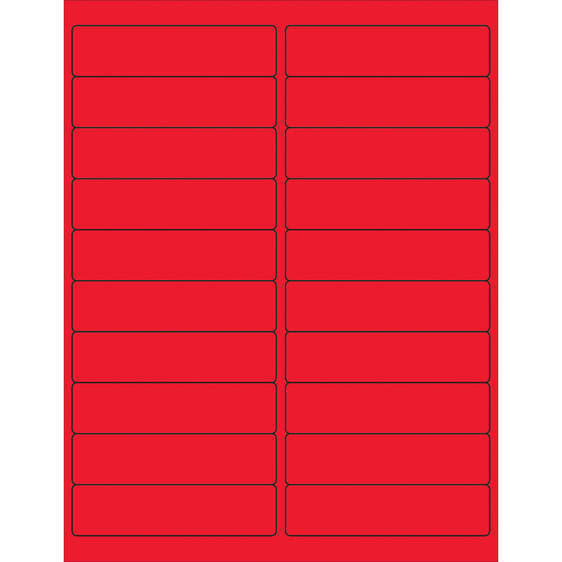 4 x 1" Fluorescent Red Rectangle Laser Labels, Case Of 2000 Case Of 2000