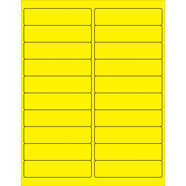 4 x 1" Fluorescent Yellow Rectangle Laser Labels, Case Of 2000 Case Of 2000