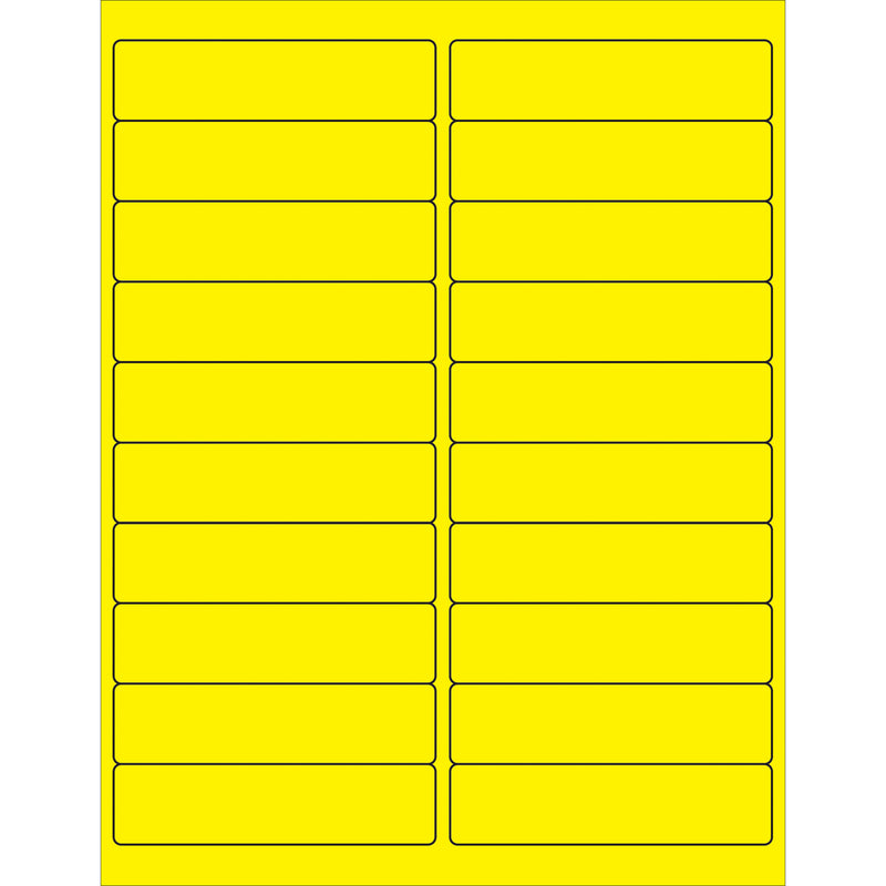 4 x 1" Fluorescent Yellow Rectangle Laser Labels, Case Of 2000 Case Of 2000