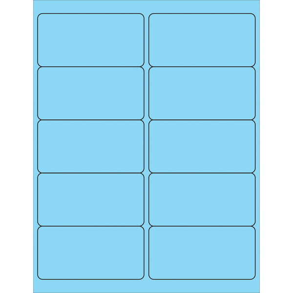 4 x 2" Fluorescent Pastel Blue Rectangle Laser Labels, Case Of 1000 Case Of 1000