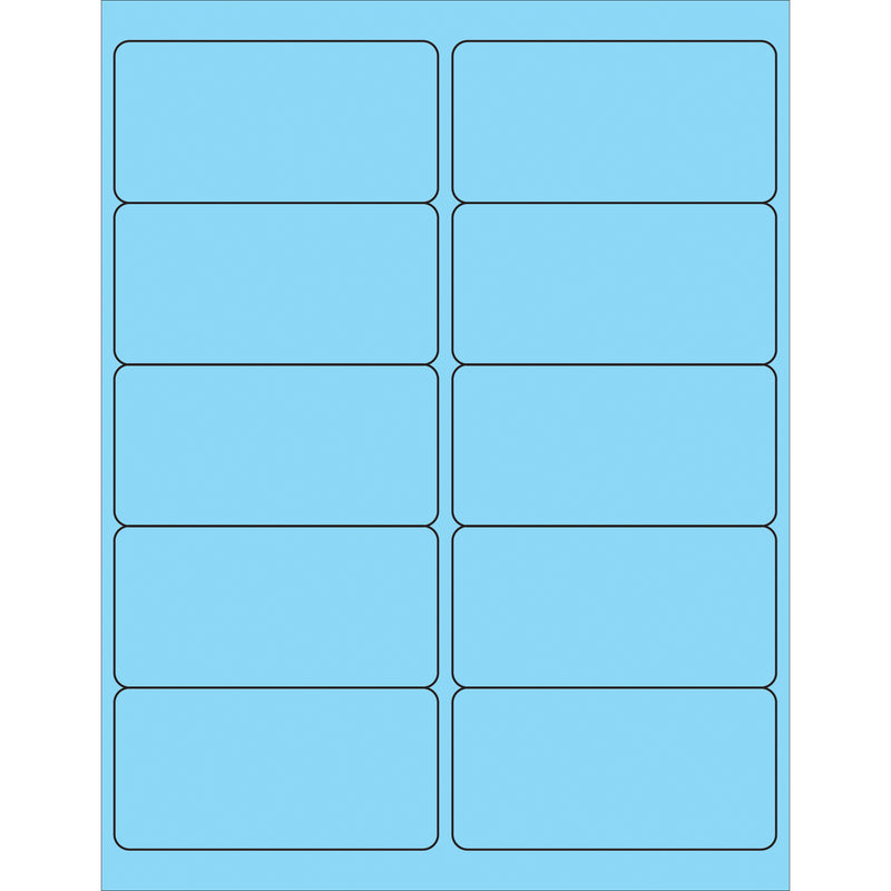 4 x 2" Fluorescent Pastel Blue Rectangle Laser Labels, Case Of 1000 Case Of 1000