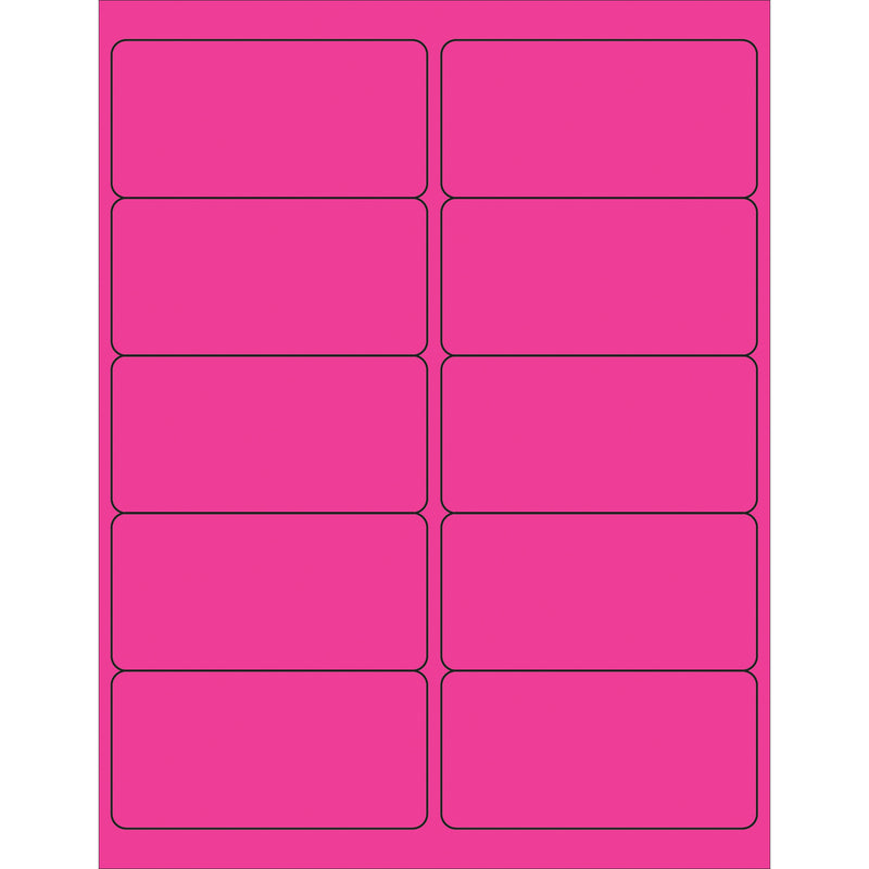 4 x 2" Fluorescent Pink Rectangle Laser Labels, Case Of 1000 Case Of 1000