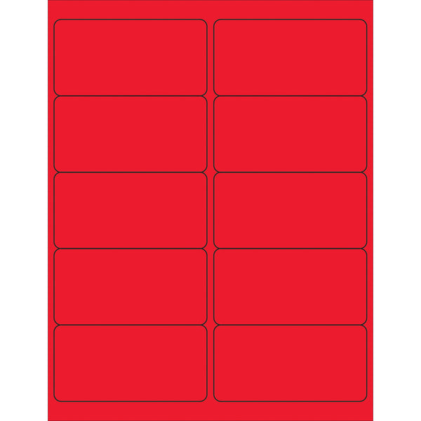 4 x 2" Fluorescent Red Rectangle Laser Labels, Case Of 1000 Case Of 1000