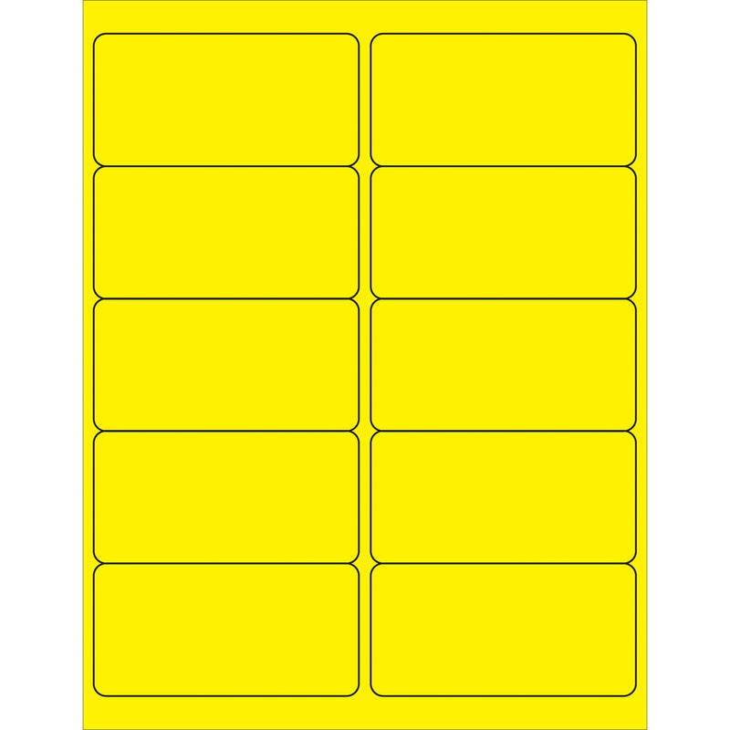 4 x 2" Fluorescent Yellow Rectangle Laser Labels, Case Of 1000 Case Of 1000