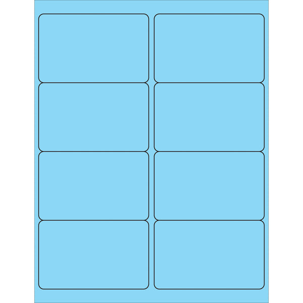 4 x 2 1/2" Fluorescent Pastel Blue Rectangle Laser Labels, Case Of 800 Case Of 800