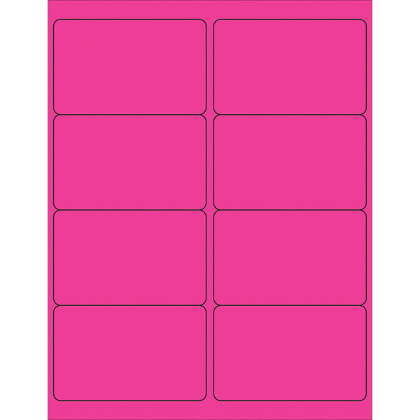 4 x 2 1/2" Fluorescent Pink Rectangle Laser Labels, Case Of 800 Case Of 800