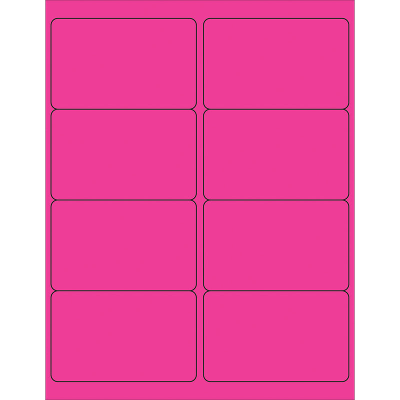 4 x 2 1/2" Fluorescent Pink Rectangle Laser Labels, Case Of 800 Case Of 800