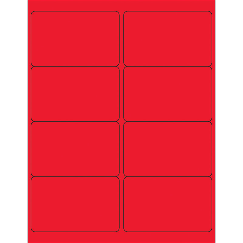 4 x 2 1/2" Fluorescent Red Rectangle Laser Labels (LL179RD) Case Of 800