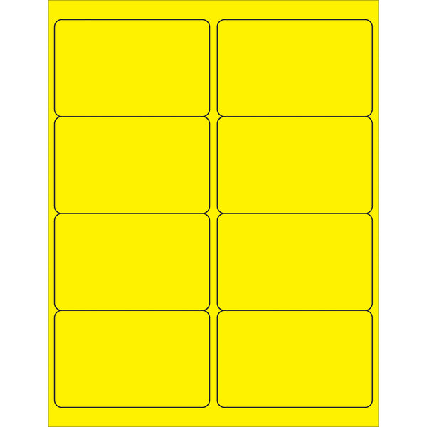 4 x 2 1/2" Fluorescent Yellow Rectangle Laser Labels, Case Of 800 Case Of 800