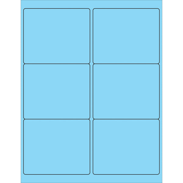 4 x 3 1/3" Fluorescent Pastel Blue Rectangle Laser Labels, Case Of 600 Case Of 600