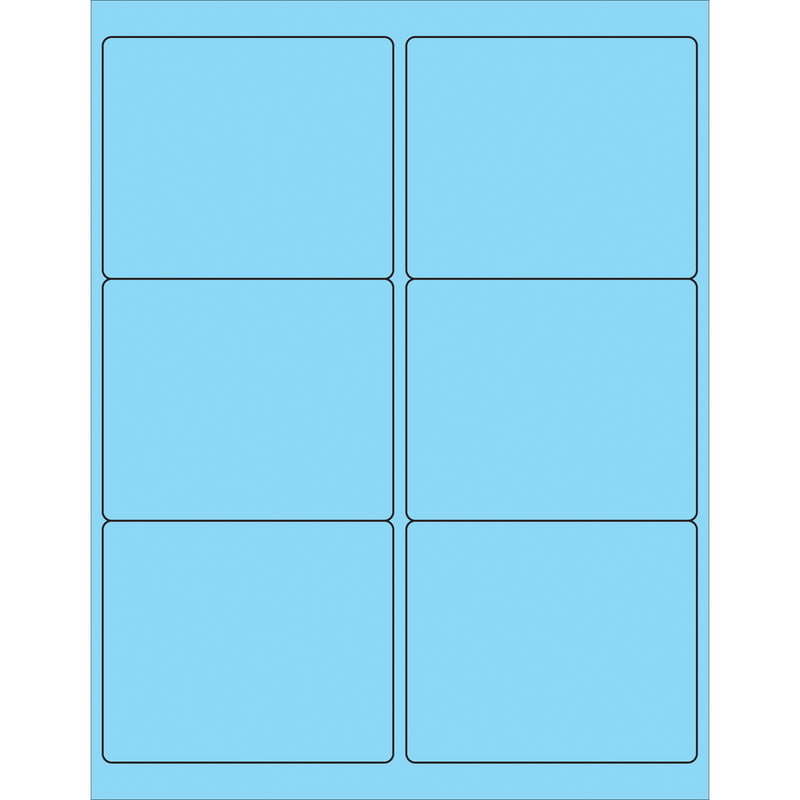 4 x 3 1/3" Fluorescent Pastel Blue Rectangle Laser Labels (LL180BE) Case Of 600