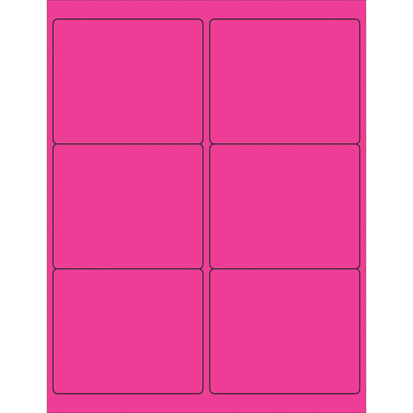 4 x 3 1/3" Fluorescent Pink Rectangle Laser Labels, Case Of 600 Case Of 600