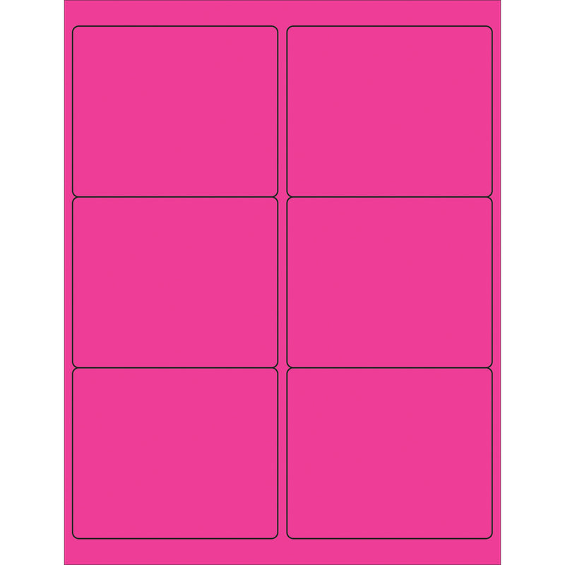 4 x 3 1/3" Fluorescent Pink Rectangle Laser Labels, Case Of 600 Case Of 600