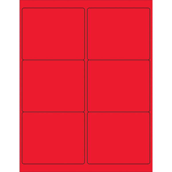 4 x 3 1/3" Fluorescent Red Rectangle Laser Labels, Case Of 600 Case Of 600