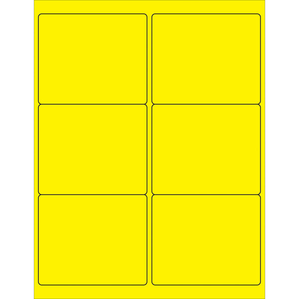 4 x 3 1/3" Fluorescent Yellow Rectangle Laser Labels, Case Of 600 Case Of 600