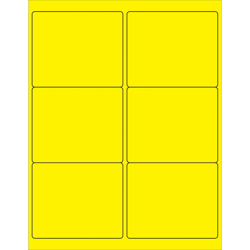 4 x 3 1/3" Fluorescent Yellow Rectangle Laser Labels, Case Of 600 Case Of 600