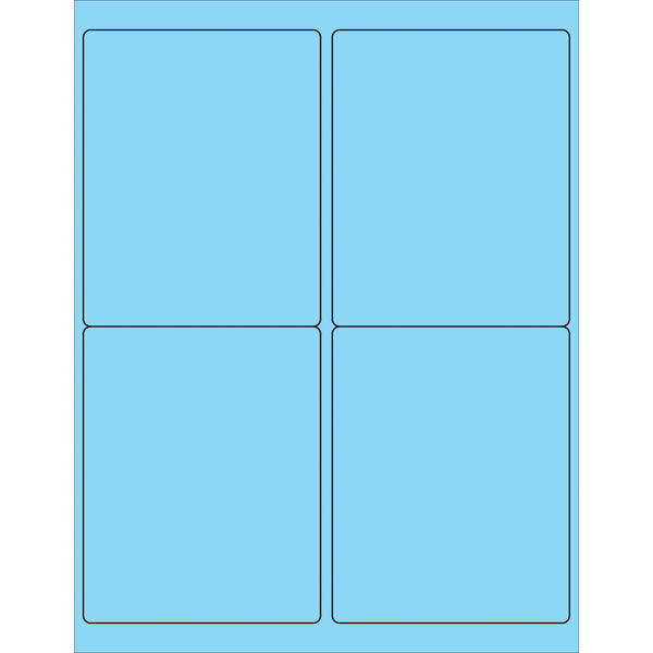 4 x 5" Fluorescent Pastel Blue Rectangle Laser Labels, Case Of 400 Case Of 400