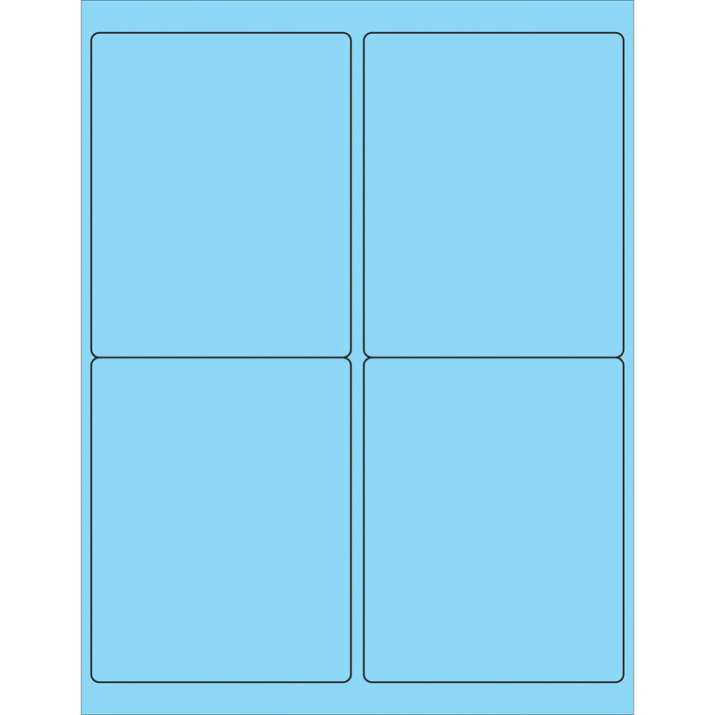 4 x 5" Fluorescent Pastel Blue Rectangle Laser Labels, Case Of 400 Case Of 400