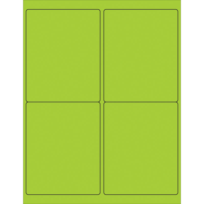 4 x 5" Fluorescent Green Rectangle Laser Labels, Case Of 400 Case Of 400