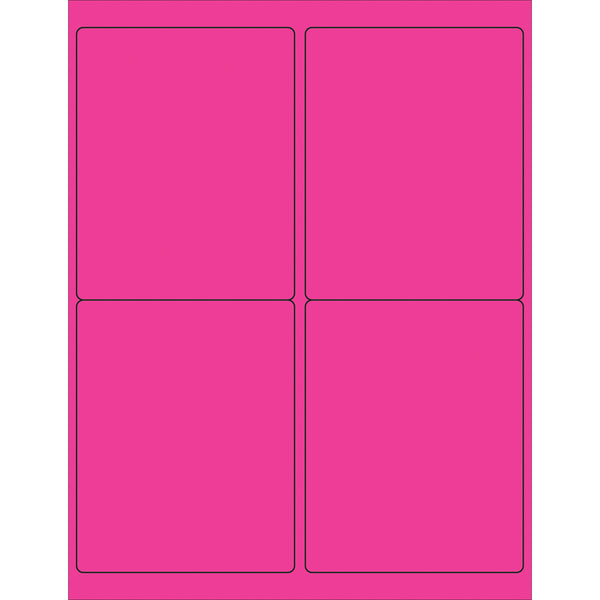 4 x 5" Fluorescent Pink Rectangle Laser Labels, Case Of 400 Case Of 400