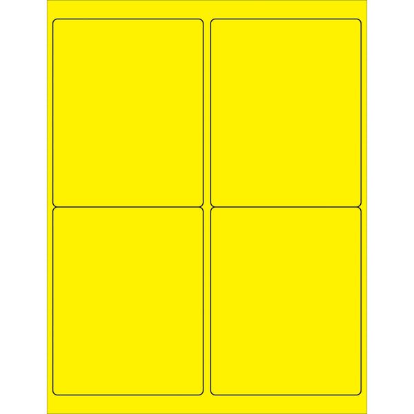 4 x 5" Fluorescent Yellow Rectangle Laser Labels, Case Of 400 Case Of 400