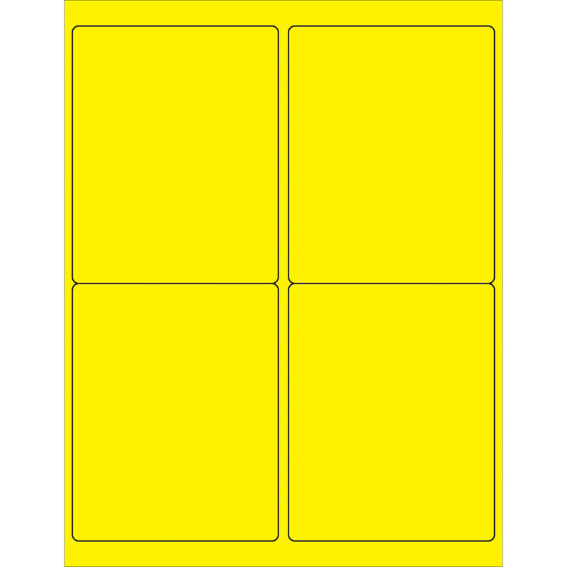 4 x 5" Fluorescent Yellow Rectangle Laser Labels, Case Of 400 Case Of 400