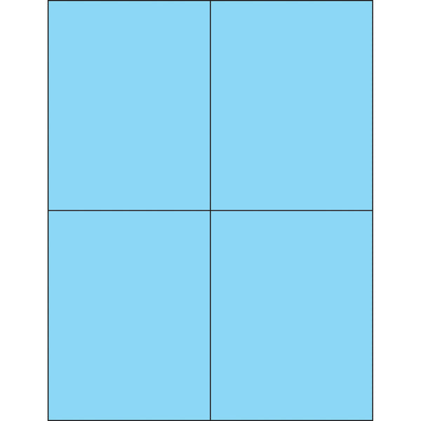 4 1/4 x 5 1/2" Fluorescent Pastel Blue Rectangle Laser Labels, Case Of 400 Case Of 400