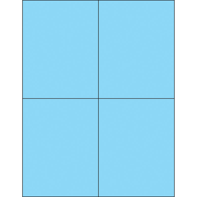 4 1/4 x 5 1/2" Fluorescent Pastel Blue Rectangle Laser Labels, Case Of 400 Case Of 400