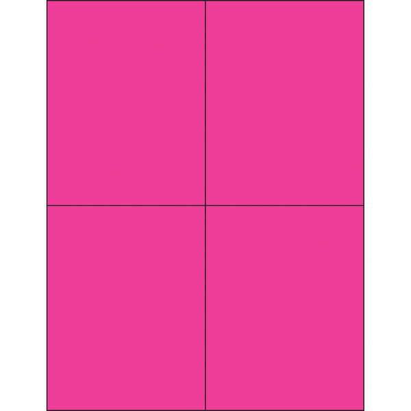 4 1/4 x 5 1/2" Fluorescent Pink Rectangle Laser Labels, Case Of 400 Case Of 400