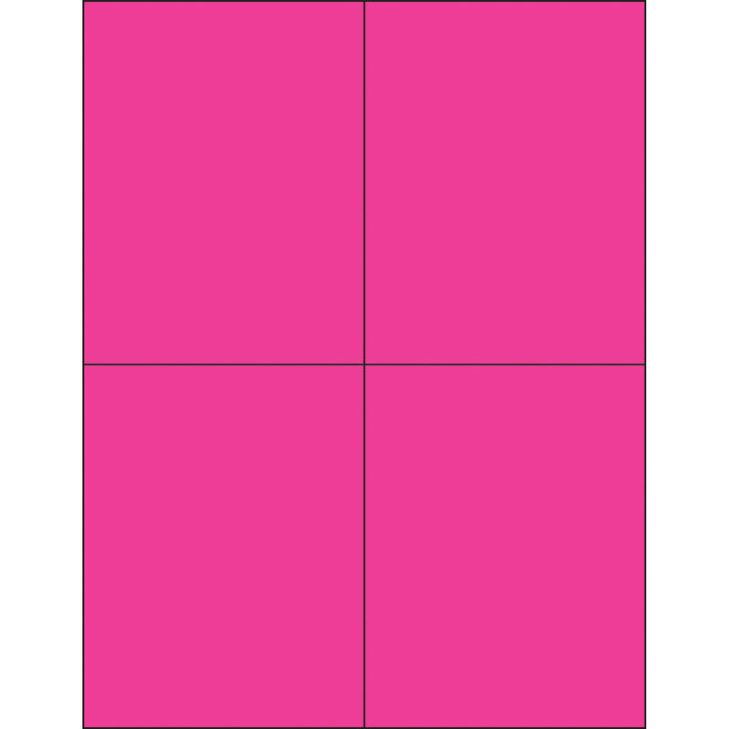 4 1/4 x 5 1/2" Fluorescent Pink Rectangle Laser Labels, Case Of 400 Case Of 400