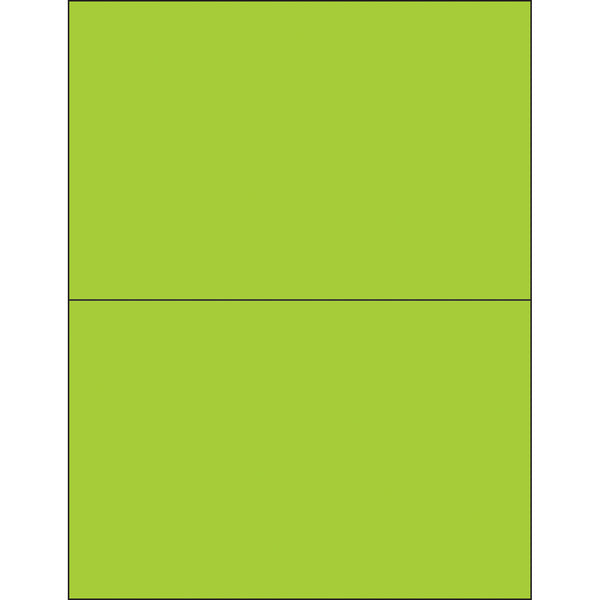 8 1/2 x 5 1/2" Fluorescent Green Rectangle Laser Labels, Case Of 200 Case Of 200