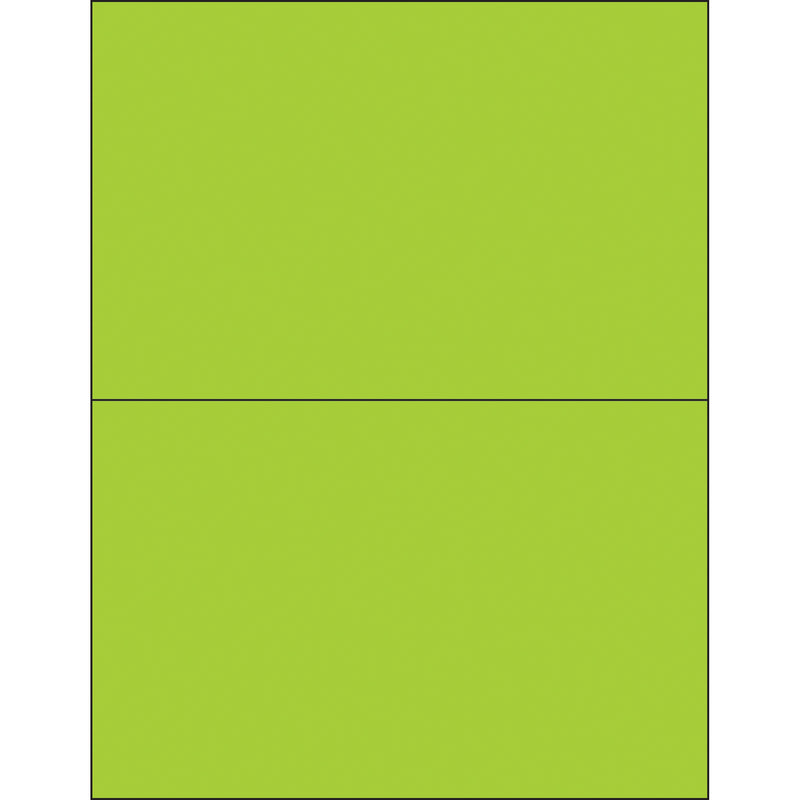 8 1/2 x 5 1/2" Fluorescent Green Rectangle Laser Labels, Case Of 200 Case Of 200