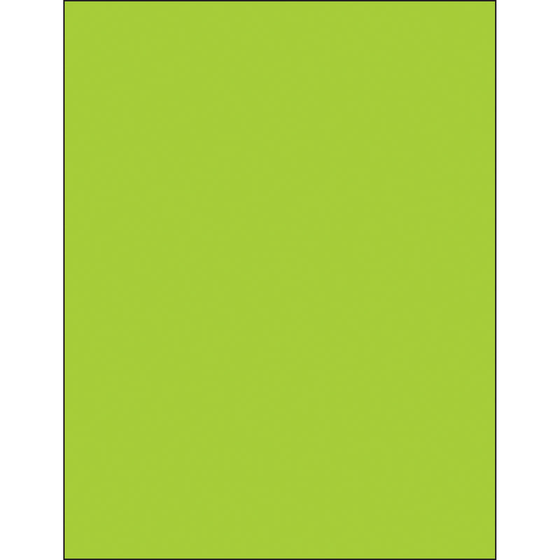 8 1/2 x 11" Fluorescent Green Rectangle Laser Labels, Case Of 100 Case Of 100