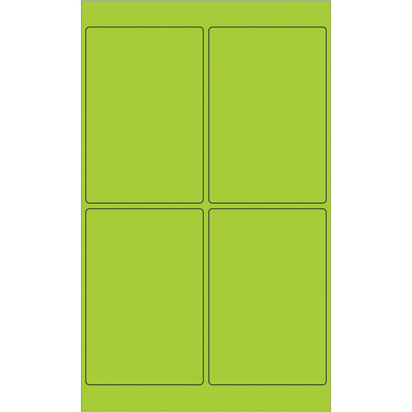 4 x 6" Fluorescent Green Rectangle Laser Labels, Case Of 400 Case Of 400