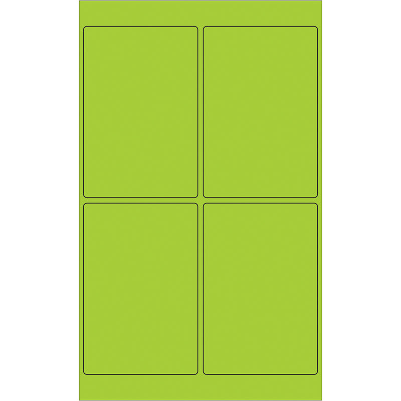 4 x 6" Fluorescent Green Rectangle Laser Labels, Case Of 400 Case Of 400