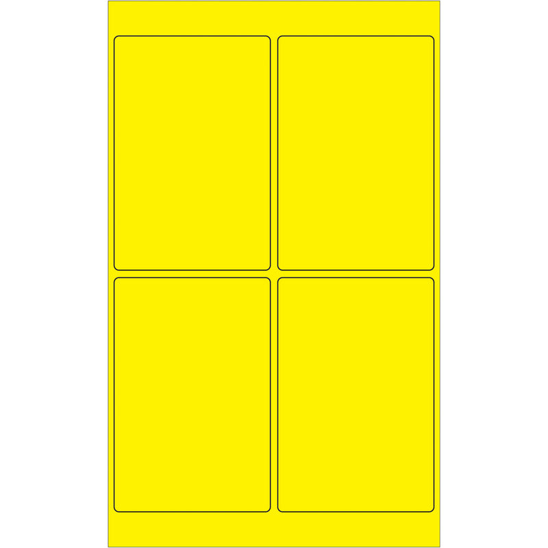 4 x 6" Fluorescent Yellow Rectangle Laser Labels, Case Of 400 Case Of 400