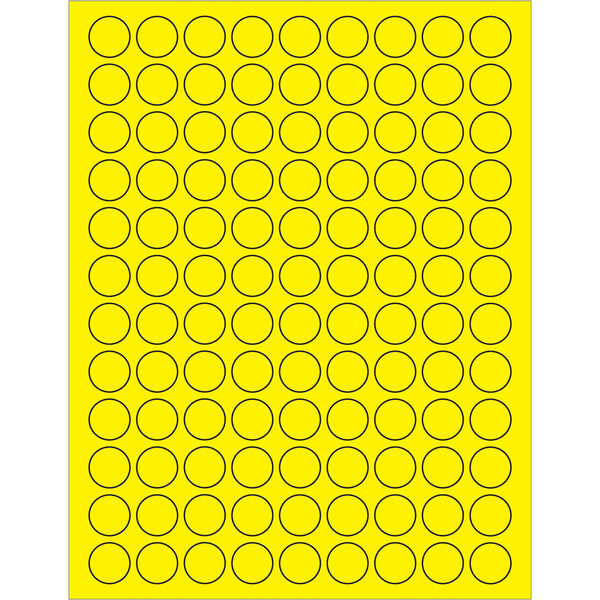 3/4" Fluorescent Yellow Circle Laser Labels, Case Of 1000 Case Of 1000