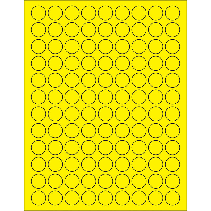 3/4" Fluorescent Yellow Circle Laser Labels, Case Of 1000 Case Of 1000