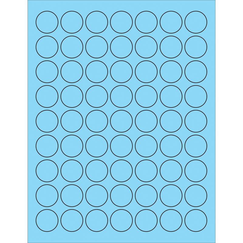 1" Fluorescent Pastel Blue Circle Laser Labels (LL191BE) Case Of 6300
