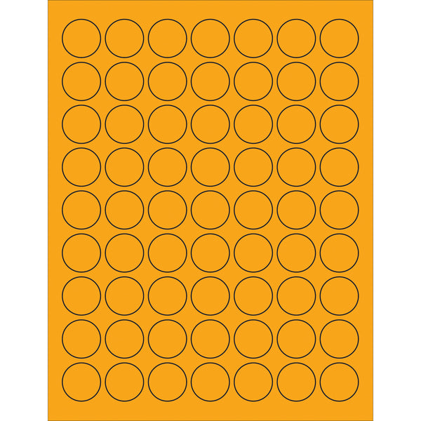 1" Fluorescent Orange Circle Laser Labels, Case Of 6300 Case Of 6300