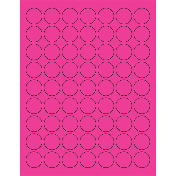 1" Fluorescent Pink Circle Laser Labels, Case Of 6300 Case Of 6300