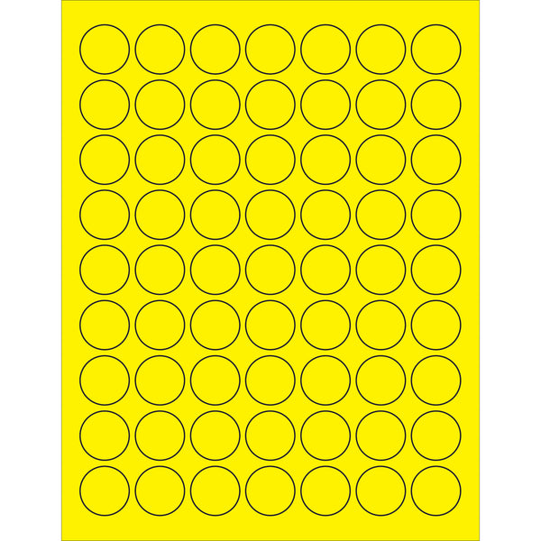 1" Fluorescent Yellow Circle Laser Labels, Case Of 6300 Case Of 6300