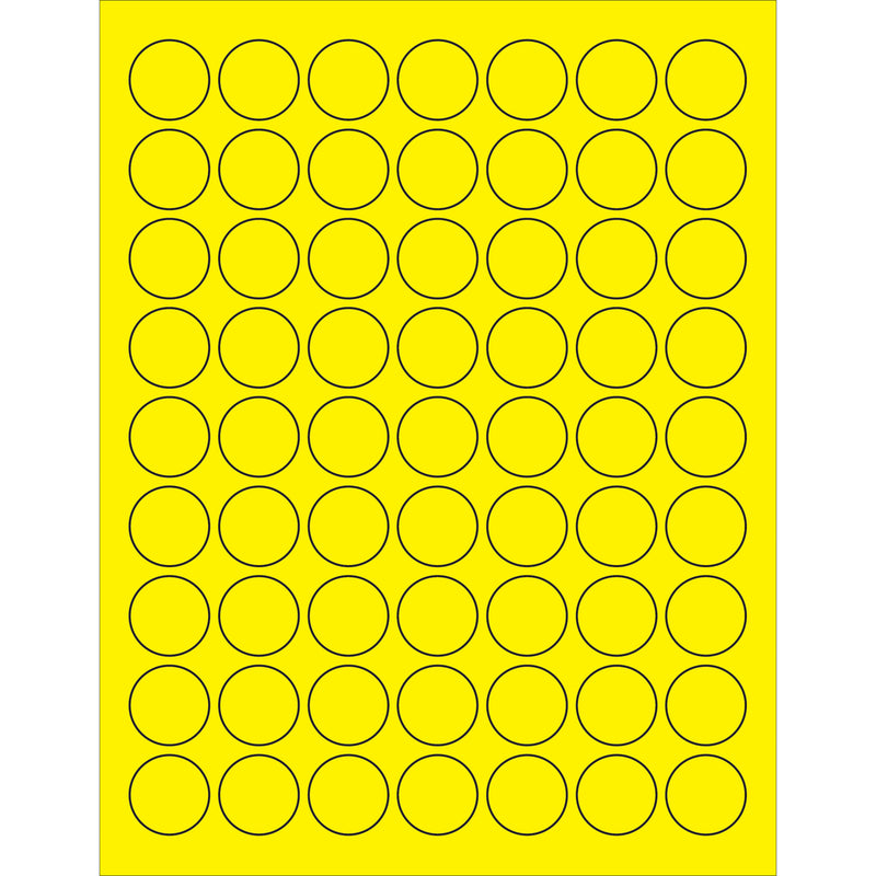 1" Fluorescent Yellow Circle Laser Labels, Case Of 6300 Case Of 6300