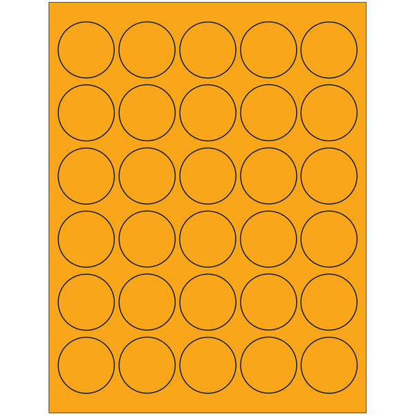 1 1/2" Fluorescent Orange Circle Laser Labels, Case Of 3000 Case Of 3000