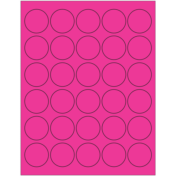 1 1/2" Fluorescent Pink Circle Laser Labels, Case Of 3000 Case Of 3000