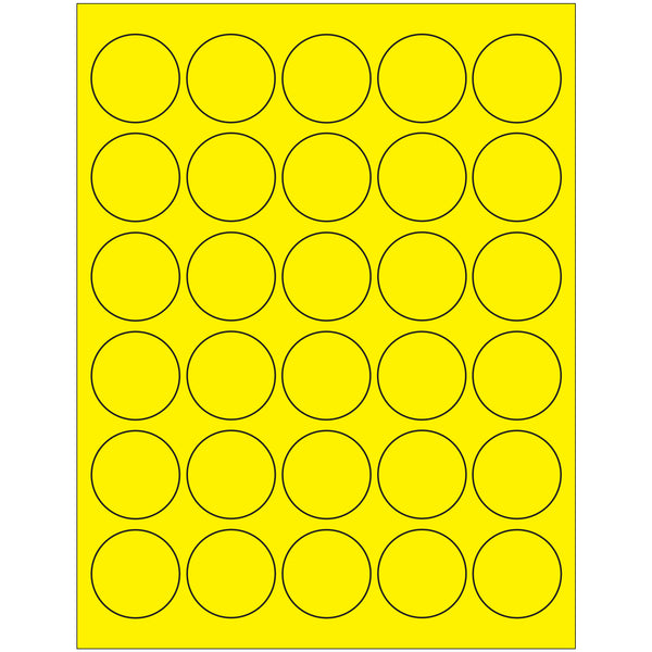 1 1/2" Fluorescent Yellow Circle Laser Labels, Case Of 3000 Case Of 3000