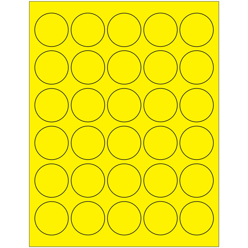 1 1/2" Fluorescent Yellow Circle Laser Labels, Case Of 3000 Case Of 3000