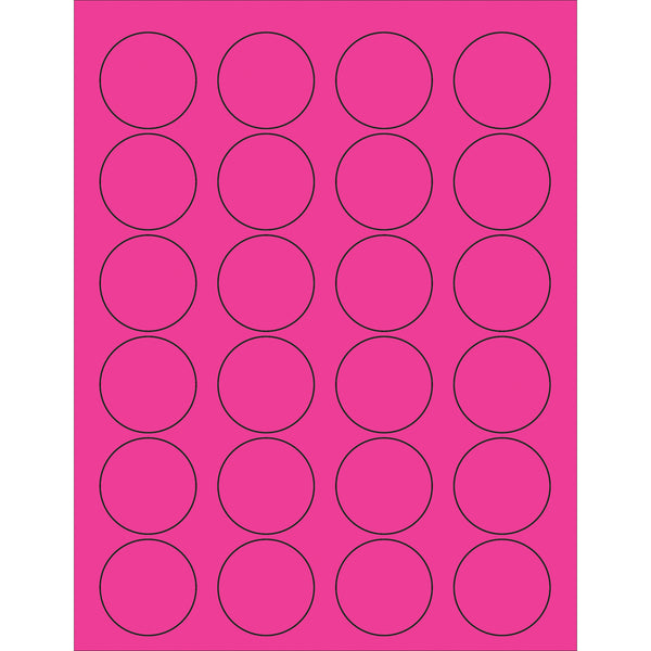 1 5/8" Fluorescent Pink Circle Laser Labels, Case Of 2400 Case Of 2400