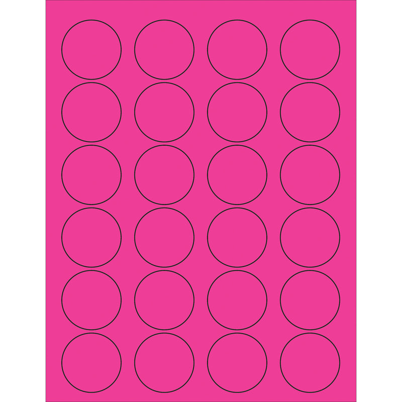 1 5/8" Fluorescent Pink Circle Laser Labels, Case Of 2400 Case Of 2400