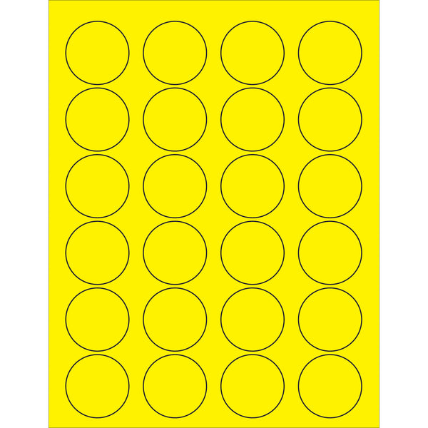 1 5/8" Fluorescent Yellow Circle Laser Labels, Case Of 2400 Case Of 2400